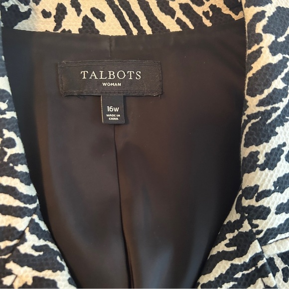 Talbots Blazer Leopard Animal Print Cream Black Jacket Stretch Plus size 16W - Picture 10 of 16